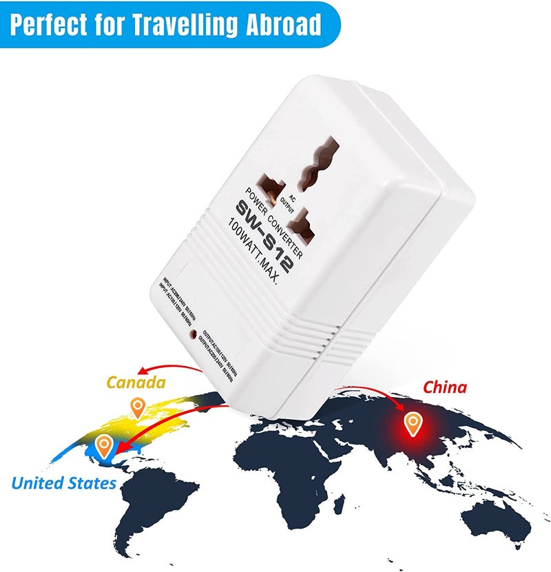 Singway@ Voltage Power Transformer Converter Adapter from 110V to 220V or from 220V to 110V International Standard 2 Prong (SW-S12-100W) - Image 5